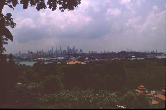 Sentosa<br>Blick �ber Hafen zur City