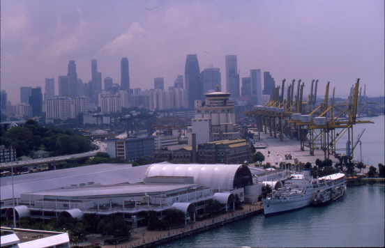 Sentosa<br>Blick �ber Hafen zur City